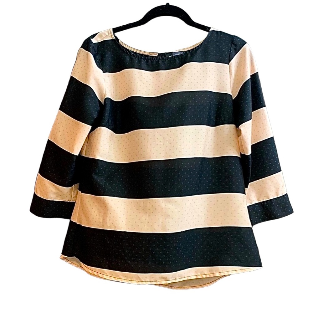 The Limited Blush Pink Black Wide Stripe Back Button Detail